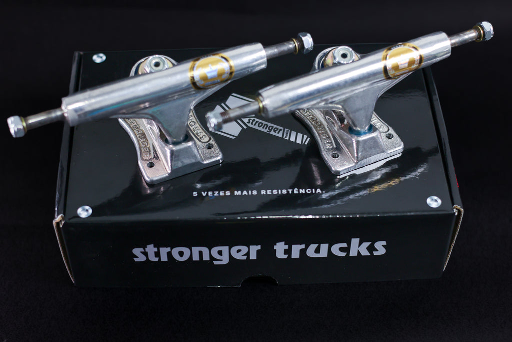 STRONGER TRUCKS POLISHED HOLLOW AXLE + FREE CAP