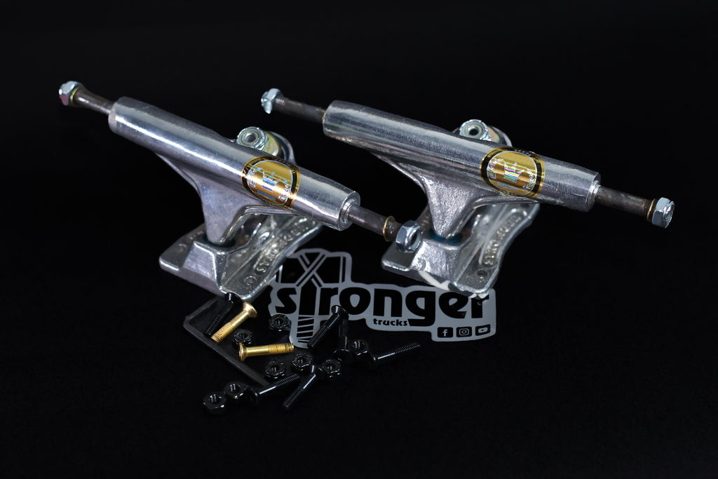STRONGER TRUCKS POLISHED HOLLOW AXLE + FREE CAP